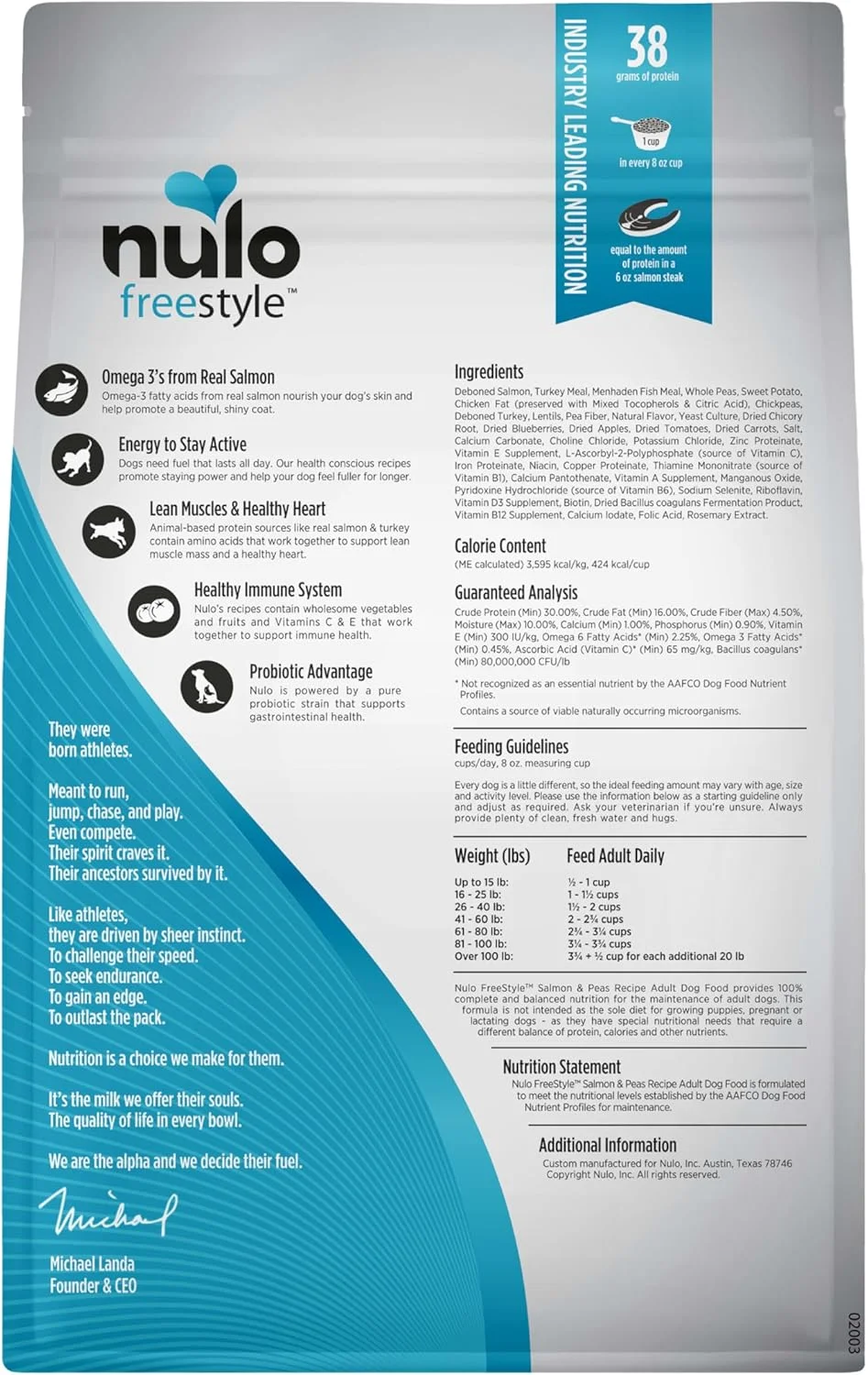 غذای خشک سگ بالغ نولو فری استایل، غذای خشک ممتاز و کاملا طبیعی بدون غلات با دانه های کوچک، حاوی پروبیوتیک BC30 برای هضم سالم و پروتئین بالا با منشا حیوانی بدون مرغ یا جایگزین تخم مرغ