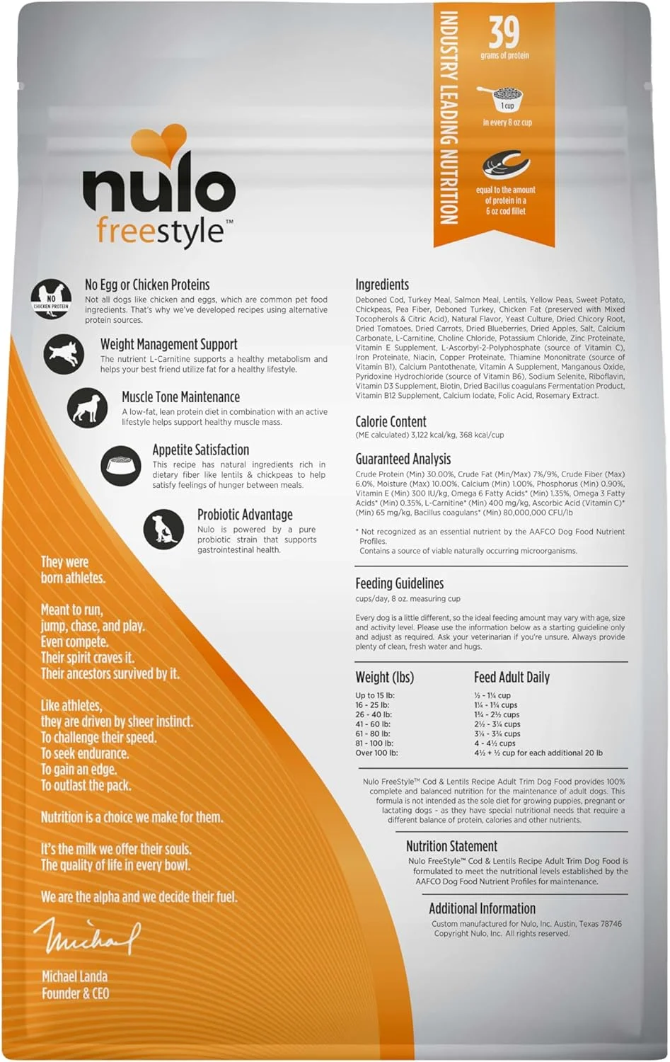 غذای خشک سگ نولو فری استایل مخصوص بزرگسالان، فرمول کاهش وزن، غذای خشک بدون غلات، کمک به مدیریت وزن، حاوی پروبیوتیک BC30 و ال-کارنیتین، 6 پوند (بسته 1 عددی)