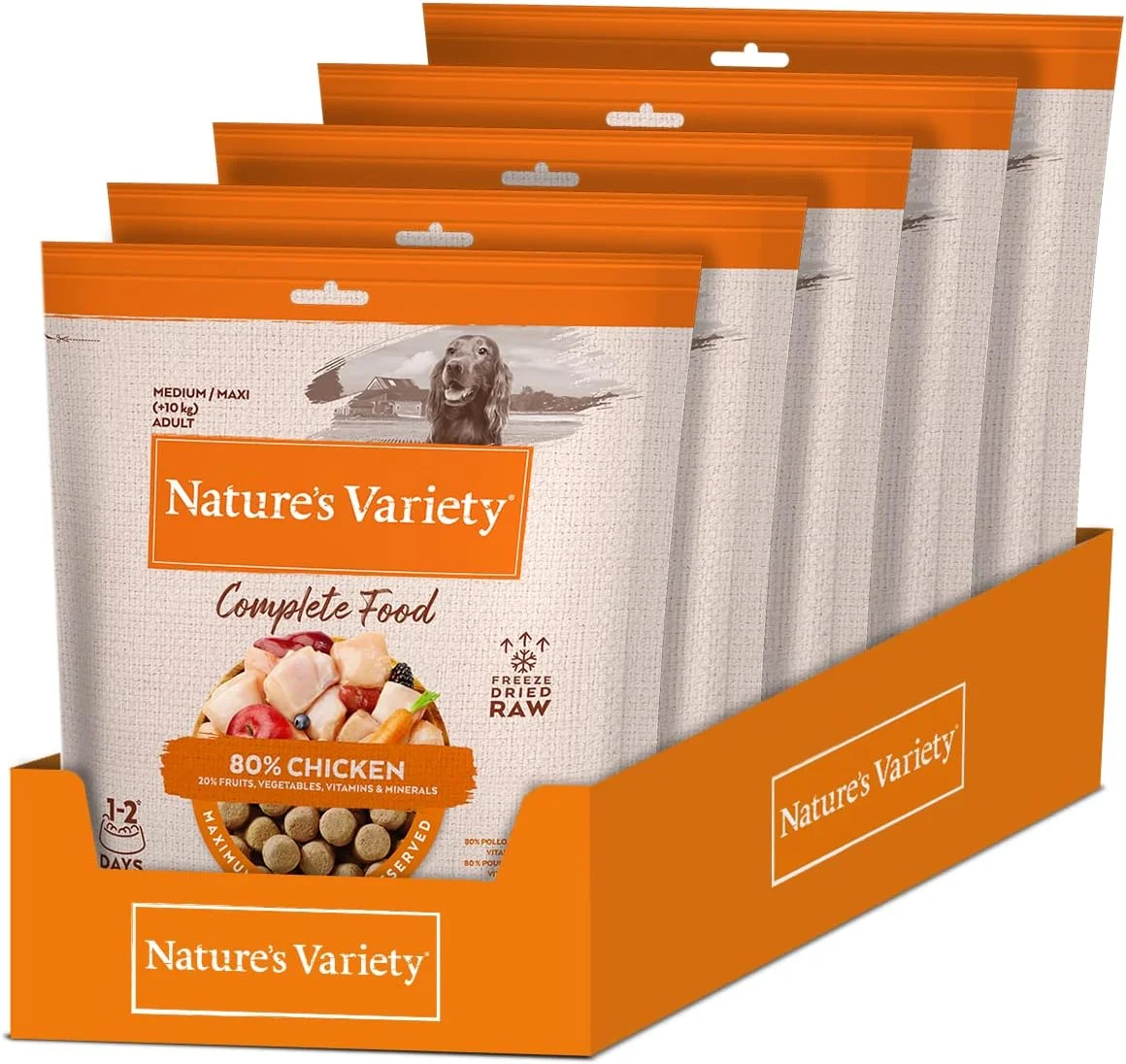 غذای کامل خشک شده با انجماد مرغ Nature's Variety برای سگ های نژاد متوسط/بزرگ - بسته 5 عددی 250 گرمی