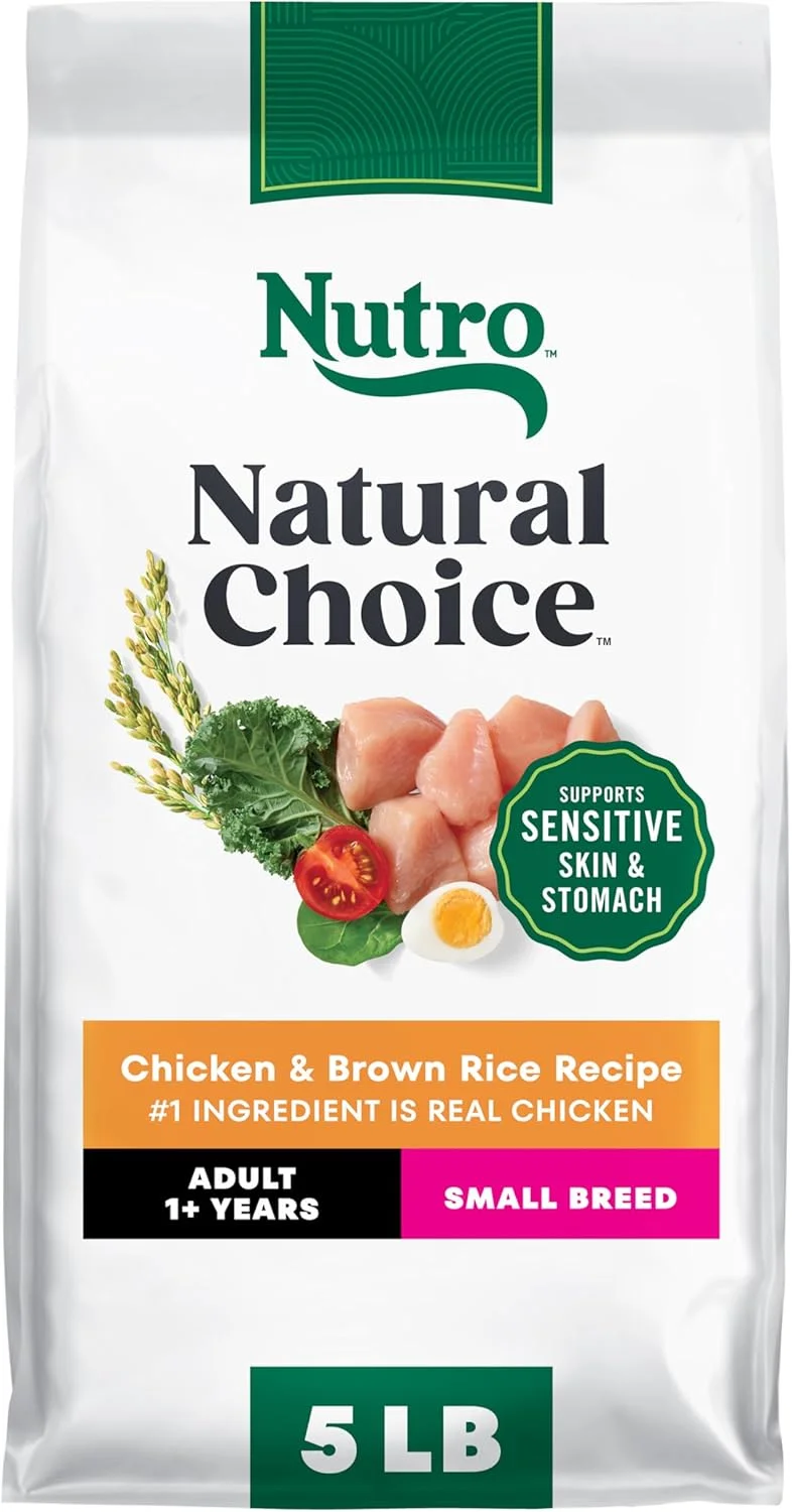 غذای خشک سگ بالغ نژاد کوچک نوتریو نچرال چویس، طعم مرغ و برنج قهوه ای، کیسه 5 پوندی
