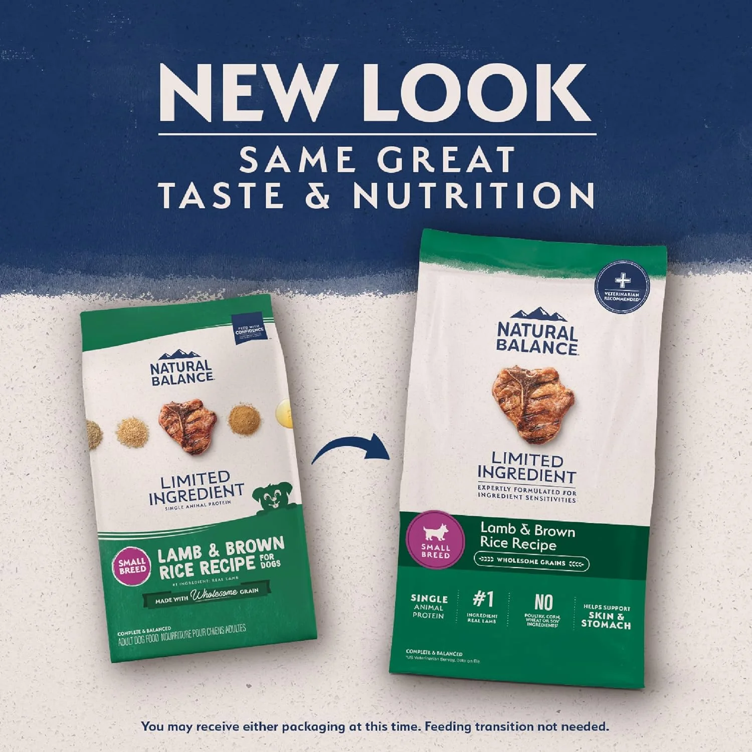 غذای خشک سگ بالغ نژاد کوچک Natural Balance با طعم بره و برنج قهوه ای - رژیم غذایی با مواد اولیه محدود - کیسه 12 پوندی