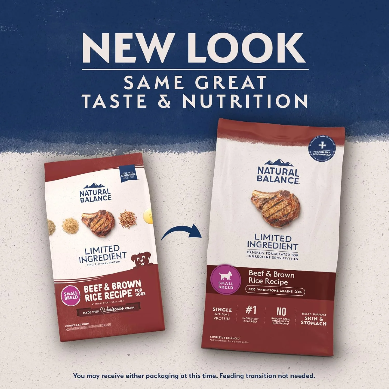 غذای خشک سگ بالغ نژاد کوچک Natural Balance با مواد اولیه محدود، با گوشت گاو و برنج قهوه ای، 5.4 کیلوگرم