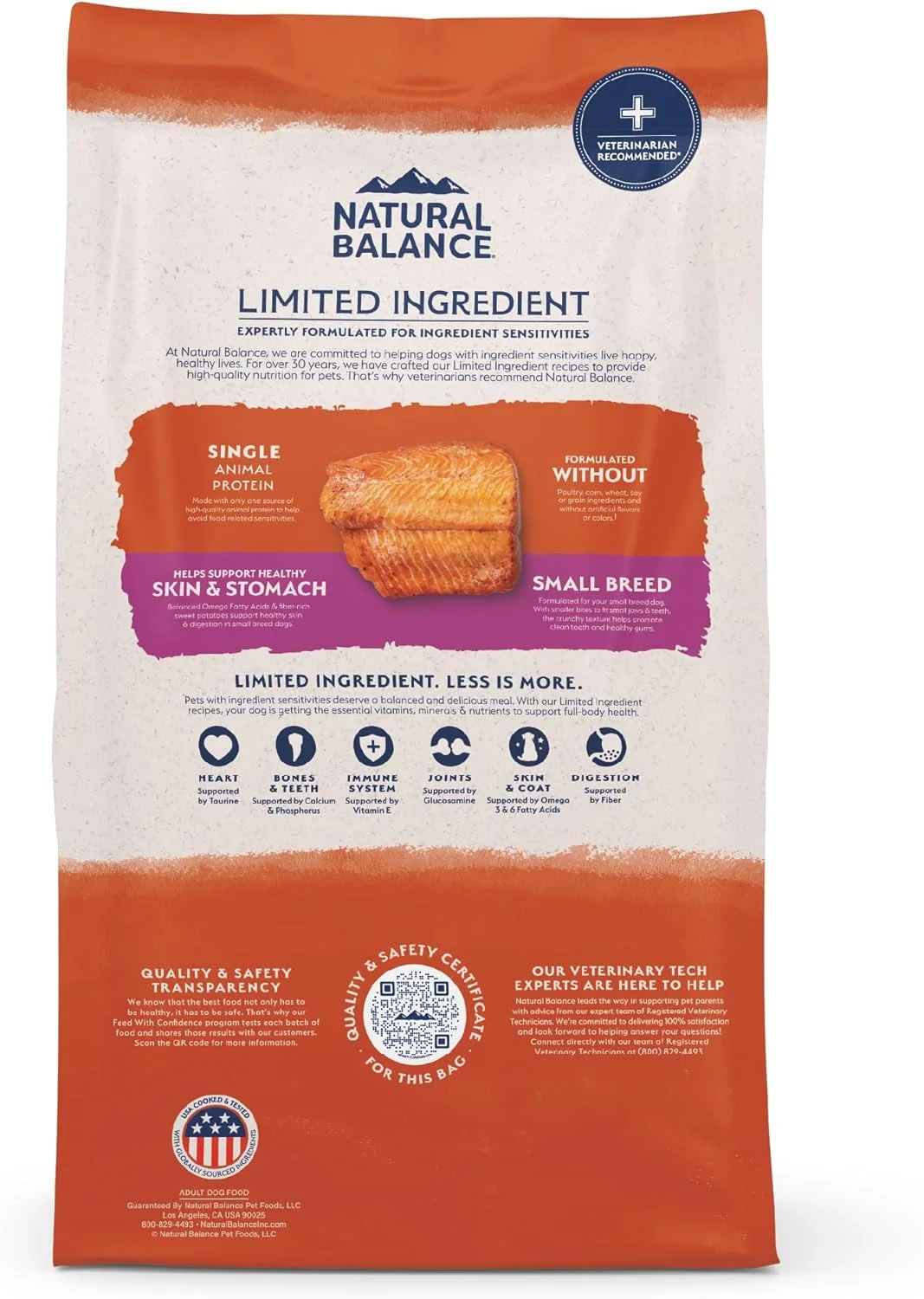 غذای خشک سگ نژاد کوچک Natural Balance با رژیم غذایی محدود، سالمون و سیب زمینی شیرین، بدون غلات، کیسه 4 پوندی