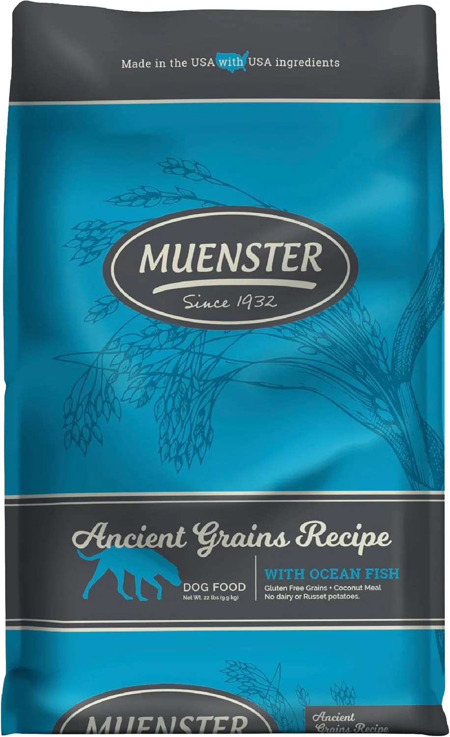 غذای خشک سگ با ماهی اقیانوسی و غلات باستانی مونستر، 10 کیلوگرم - بدون گلوتن، پروتئین بالا، پشتیبانی از هضم