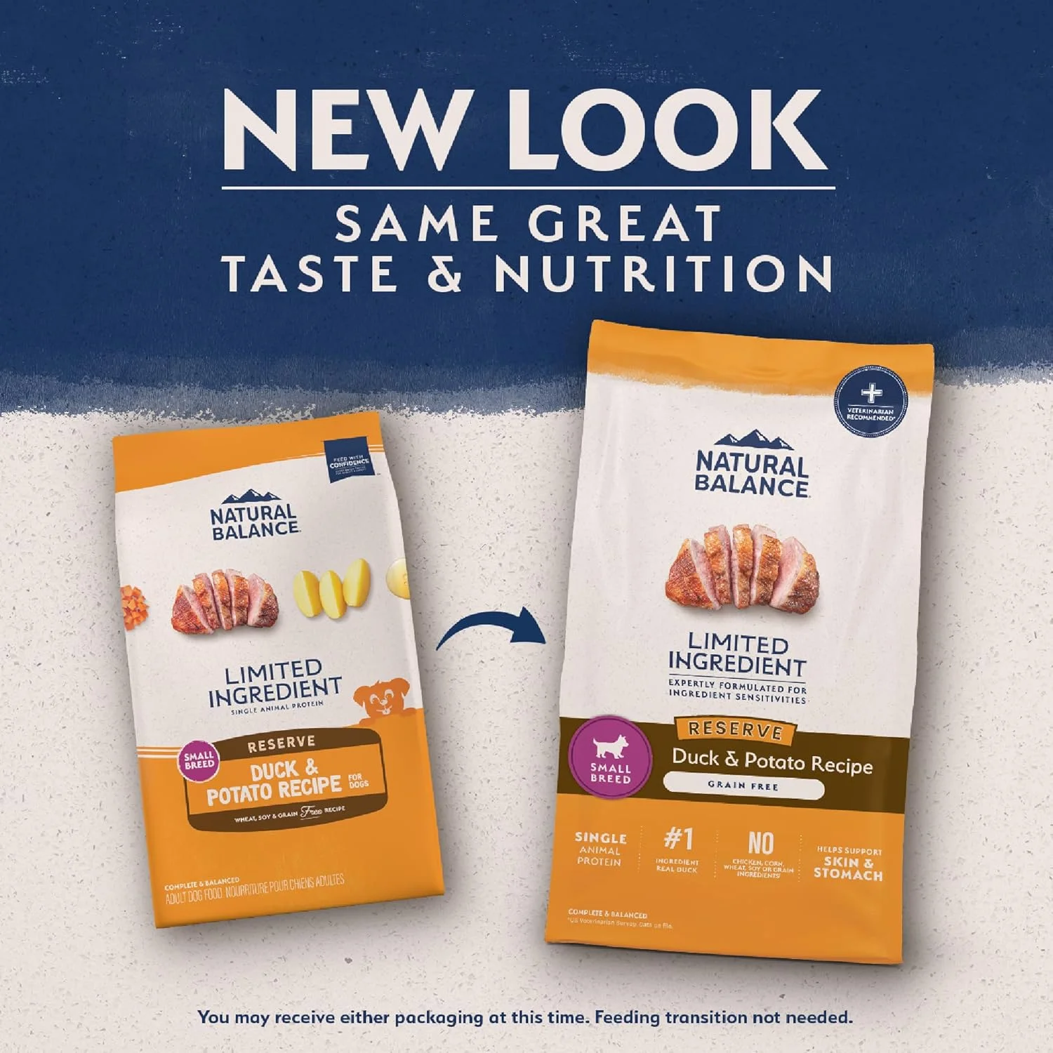 غذای خشک سگ نژاد کوچک Natural Balance با طعم اردک و سیب زمینی | غذای خشک بدون غلات برای سگ های بالغ | کیسه 4 پوندی