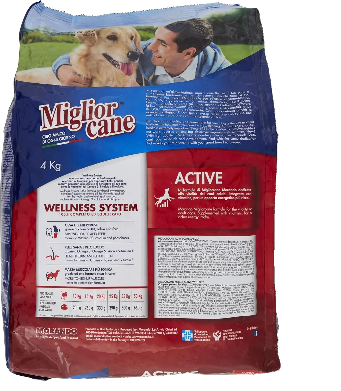 غذای خشک سگ با طعم گوشت گاو Miglior Cane - 4 کیلوگرم