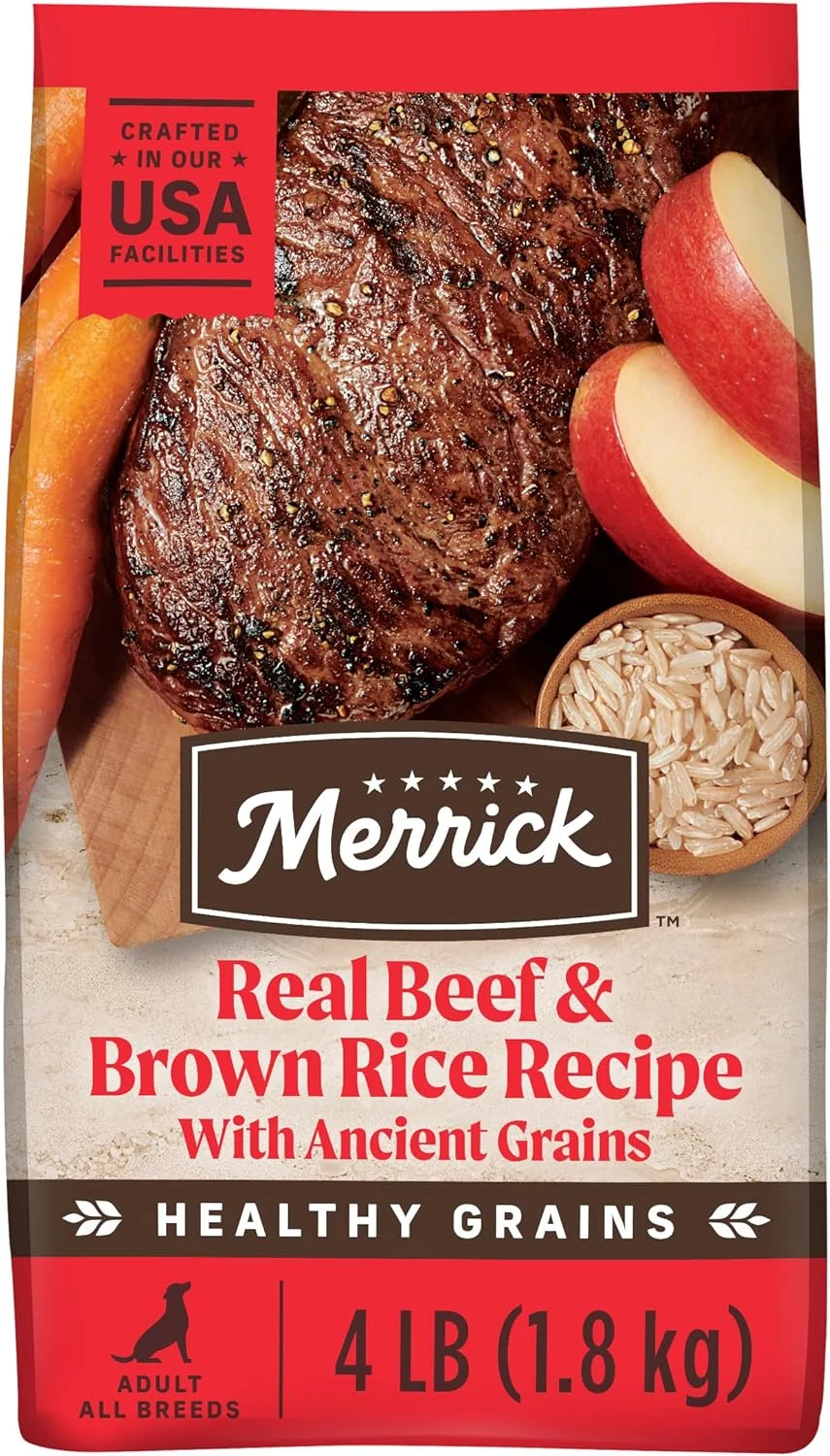 غذای خشک سگ مریک کلاسیک با غلات سالم، طعم گوشت گاو واقعی + برنج قهوه ای با غلات باستانی - کیسه 4 پوندی