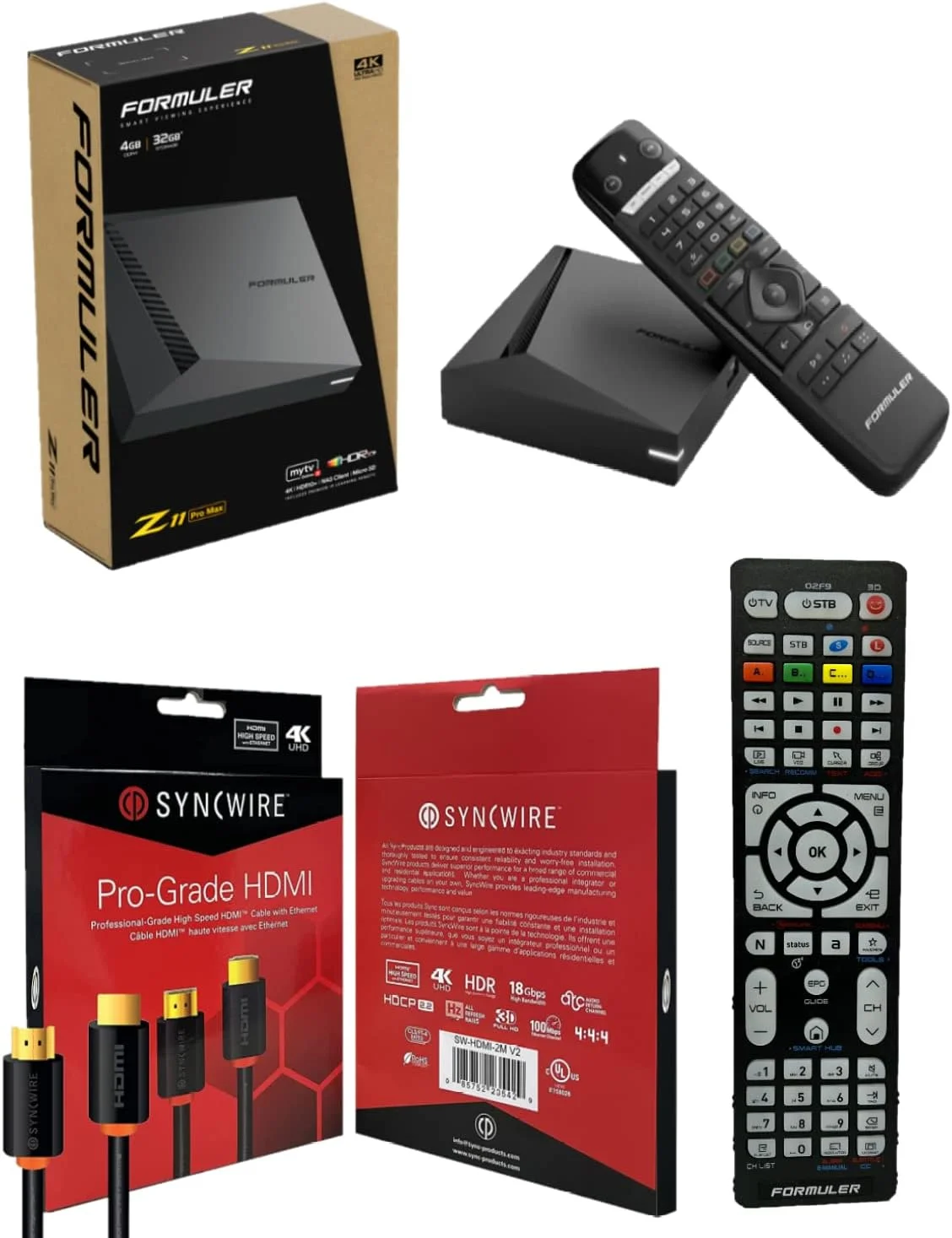 فورمولر Z11 Pro Max 4K اندروید 11 دو بانده 5G گیگابیتی LAN با 4 گیگابایت رم و 32 گیگابایت حافظه به همراه ریموت کنترل IR1 پریمیوم | کابل HDMI اشانتیون | ریموت کنترل لومینس فورمولر اشانتیون