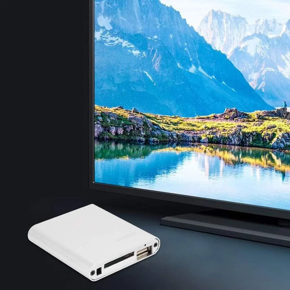 پخش کننده رسانه HDMI، پخش کننده رسانه دیجیتال مینی 1080p Full-HD HDMI با رمزگشای هارد دیسک با HDMI و AV کامپوزیت، پشتیبانی از 32 گیگابایت (دوشاخه بریتانیا نقره ای)