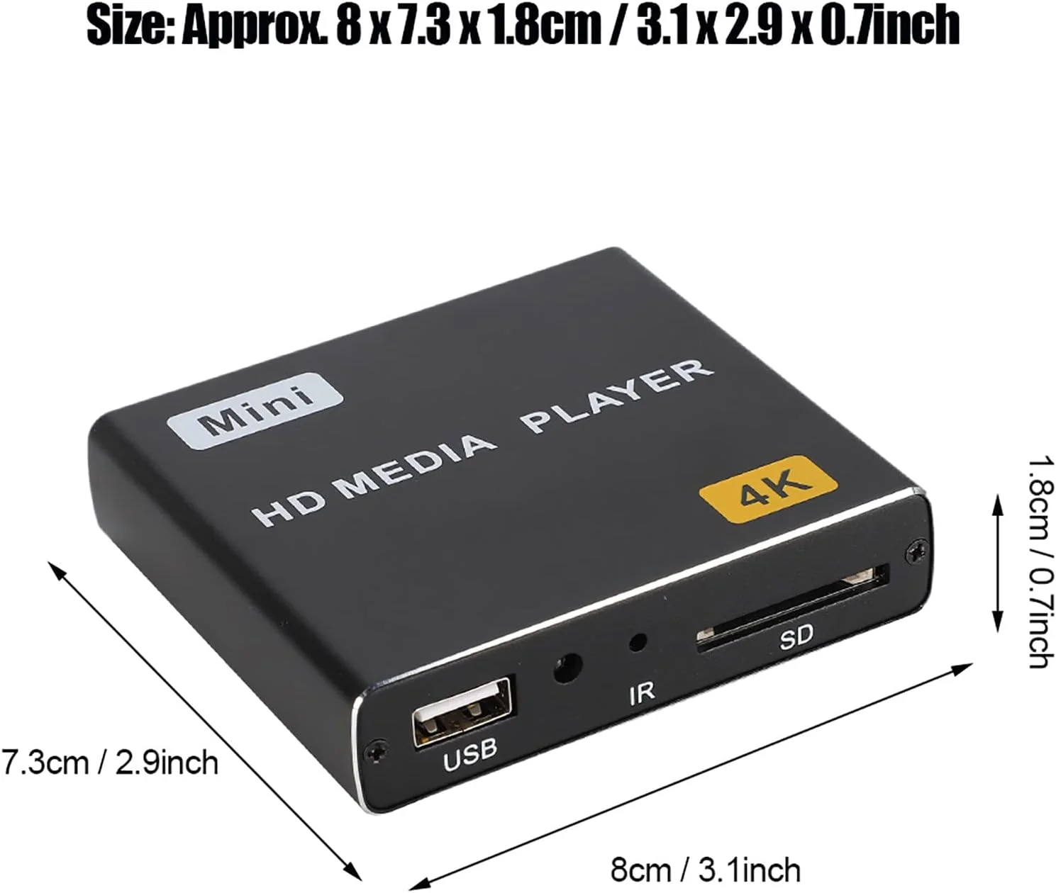 پخش کننده موزیک ویدیو 4K HDMI، پخش کننده رسانه دیجیتال USB فول اچ دی، پخش کننده چند رسانه ای جهانی برای اندروید، پخش کننده صوتی جهانی قابل حمل چند منظوره (UK)