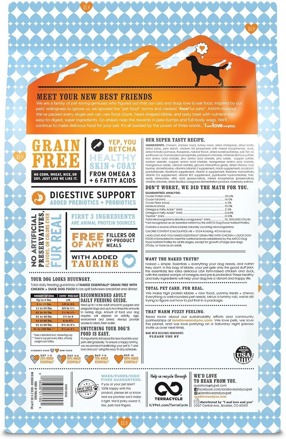 غذای خشک سگ بدون غلات با طعم مرغ و اردک "من و عشق و تو" Naked Essentials، 5 کیلوگرم