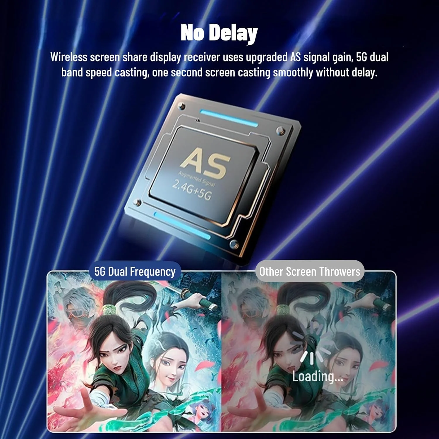 آداپتور دانگل نمایشگر بی سیم Garsent، پخش چند رسانه ای 4K فایل ویدیویی رابط چند رسانه ای HD توسعه دهنده بی سیم برای تلویزیون هوشمند، پخش جریانی Full HD، طراحی