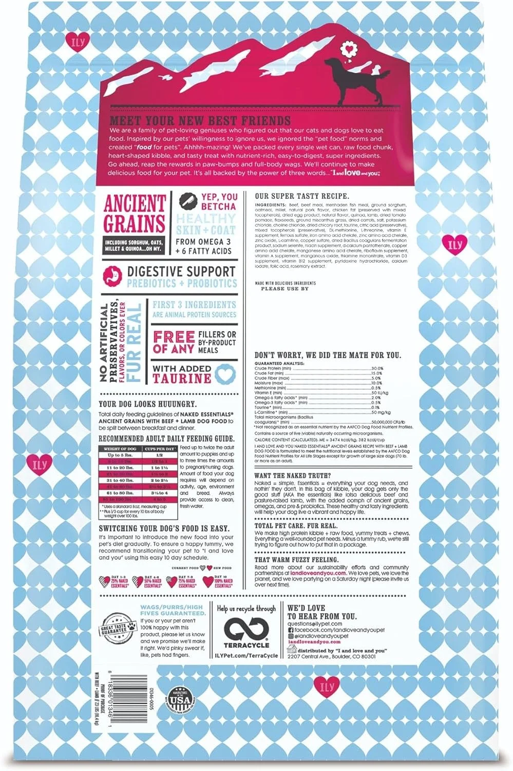 غذای خشک سگ I AND LOVE AND YOU مدل "Naked Essentials" - دانه های باستانی، طعم گوشت گاو + بره، کیسه 23 پوندی