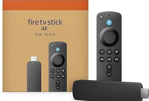 دستگاه پخش جریانی Fire TV Stick 4K با ریموت صوتی جدید الکسا | Ultra HD HDR10+، HLG، Dolby Vision | Wi-Fi 6 دو بانده | پخش کننده رسانه هوشمند HDMI جهاز تلفزيون ذكي 4K