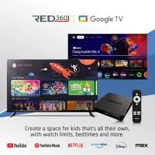 دستگاه پخش رسانه ای RED360 X100 Pro Google TV Box - کیفیت 4K Ultra HD با صدای دالبی، وای فای دو بانده، بلوتوث، گوگل کست، 2 گیگابایت رم، 16 گیگابایت حافظه، نتفلیکس، یوتیوب، دیزنی پلاس، پرایم ویدیو