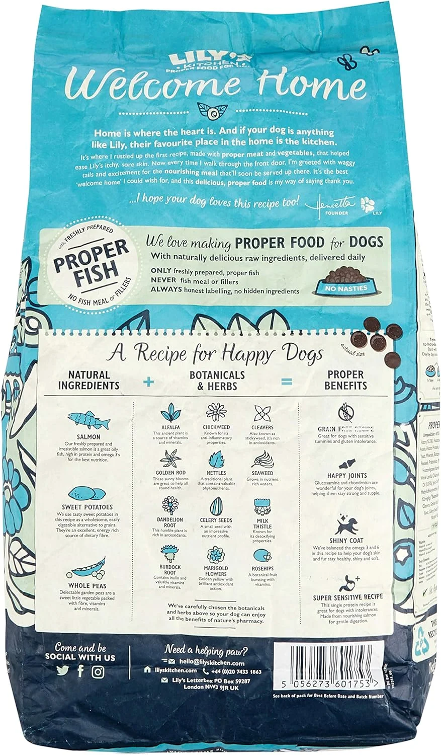 غذای خشک سگ بالغ با طعم ماهی سالمون LILY'S KITCHEN - وزن 7 کیلوگرم