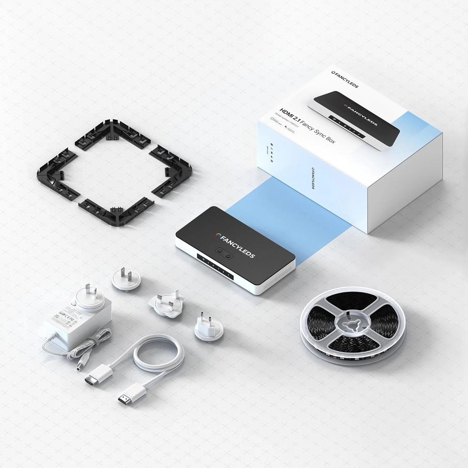 دستگاه پخش رسانه همگام سازی Fancyleds HDMI 2.1 Fancy Sync Box؛ پشتیبانی از 4K 120Hz، HDR، فیلم (برای تلویزیون های 55 تا 65 اینچ)