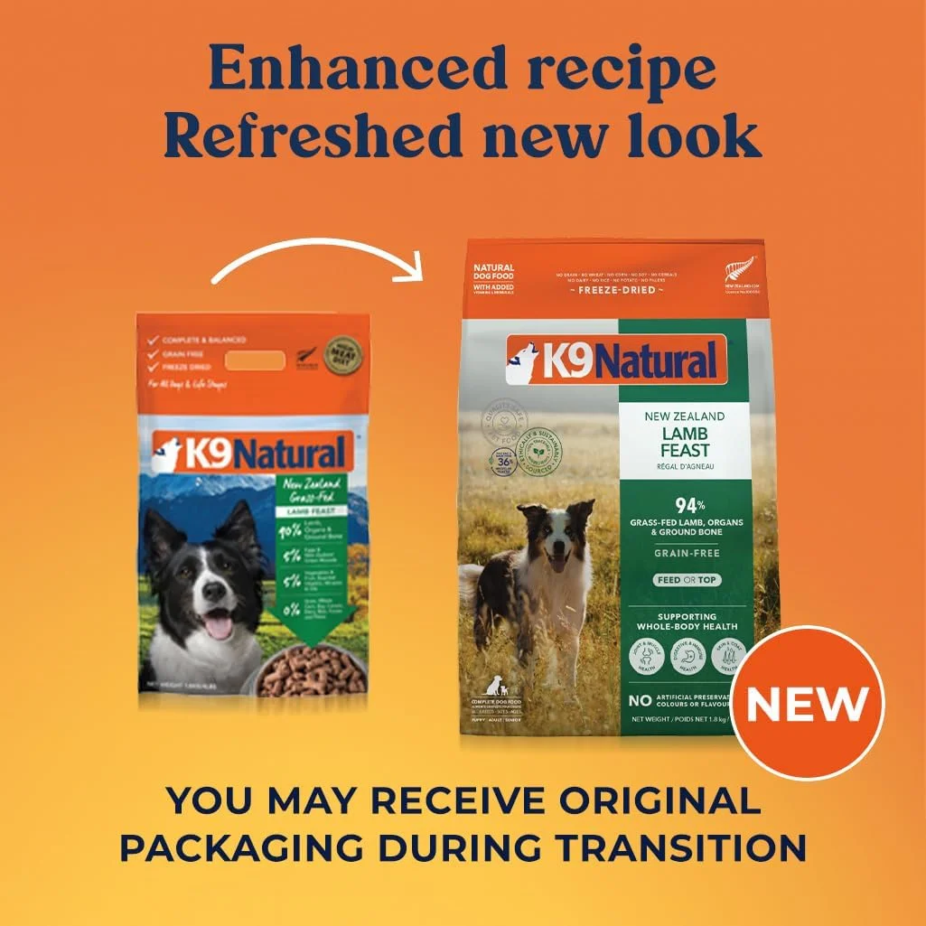 غذای سگ K9 Natural - غذای خشک شده انجمادی بدون غلات - بره، 4 پوند