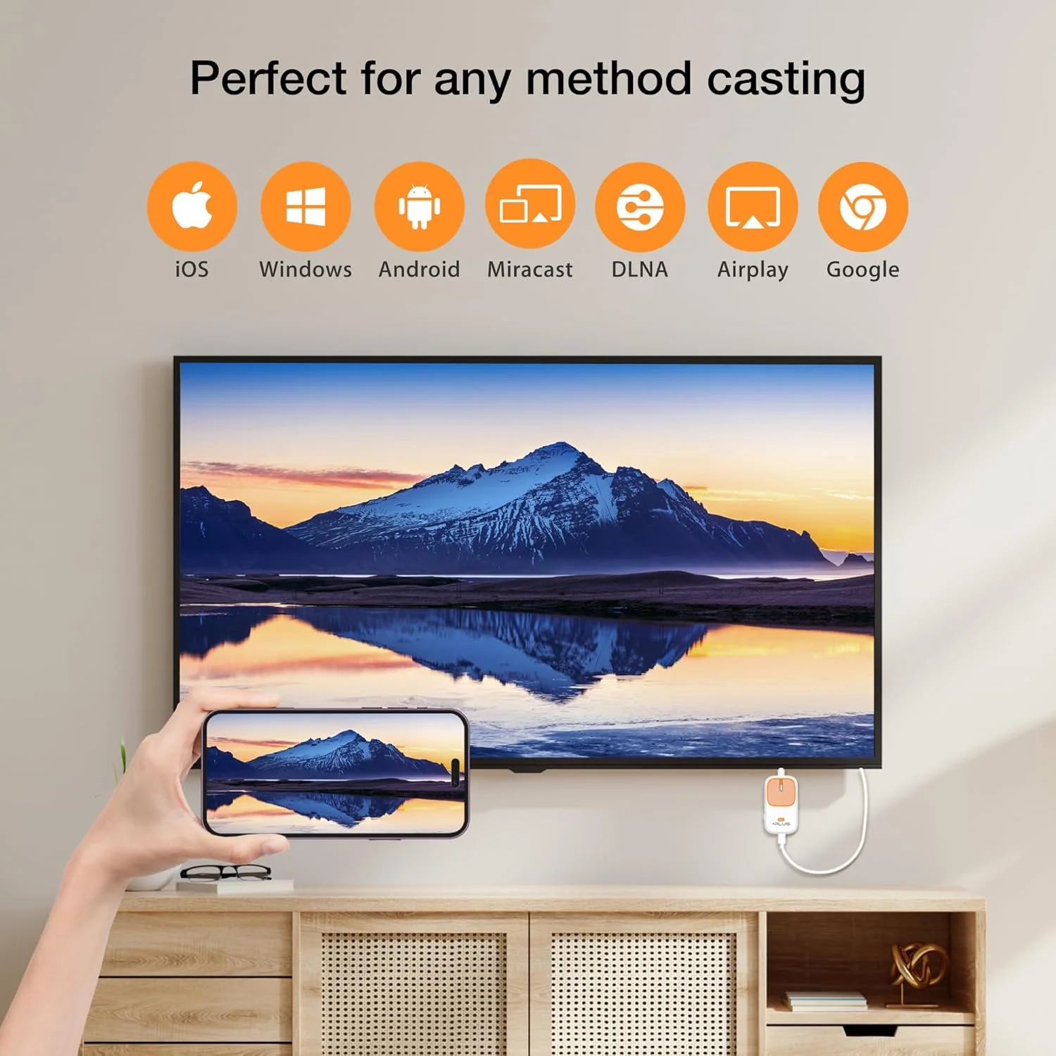 گیرنده و فرستنده نمایشگر بی‌سیم EZCast Pocket Plus | سازگار با USB-C و USB-A | پشتیبانی از Miracast و AirPlay | بدون نیاز به DP Alt Mode | مناسب برای جلسات، آموزش و سرگرمی