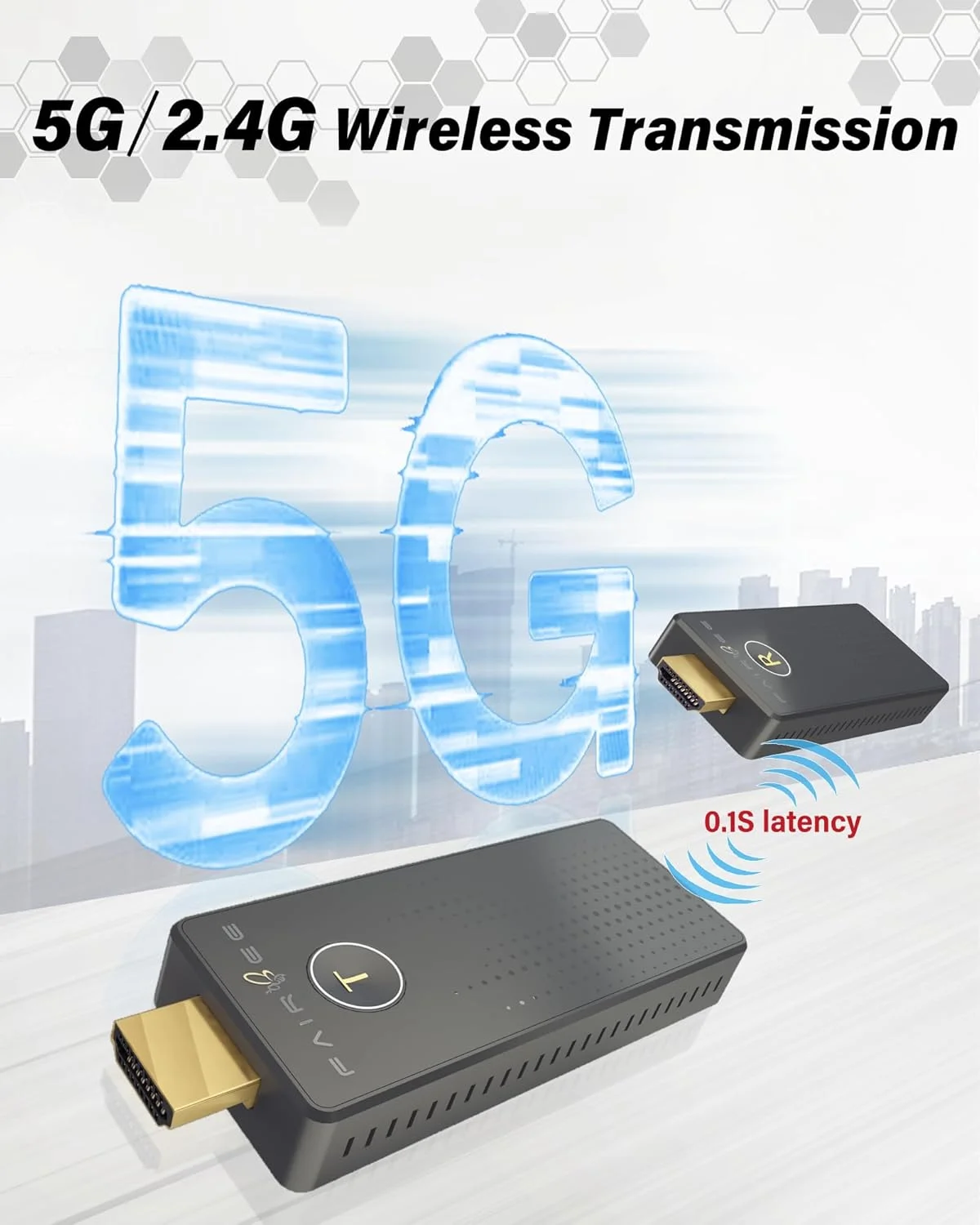 فرستنده و گیرنده HDMI بی سیم FAIRBEE، کیت توسعه دهنده HDMI بی سیم 4K، پشتیبانی از 16TX به 1RX، Plug & Play، انتقال بی سیم HDMI 98FT برای پخش ویدئو/صوتی برای لپ تاپ/کامپیوتر/پروژکتور/تلویزیون.