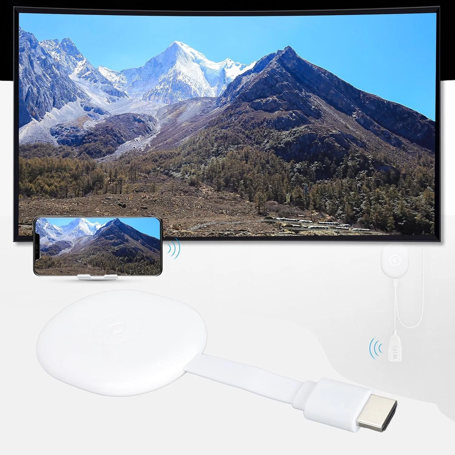 دانگل HDMI بی سیم Ejoyous برای تلویزیون، آداپتور نمایشگر بی سیم فول اچ دی، دانگل تلویزیون وای فای، پخش کننده رسانه هوشمند بی سیم، آداپتور استریم، برای Miracast/DLNA/Air Play Monito Projector Laptop