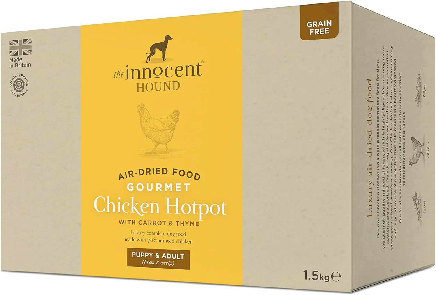 غذای خشک سگ و توله سگ با طعم هات‌پات مرغ، هویج و آویشن اینوسنت هاوند، خشک شده با هوا، 1.5 کیلوگرم