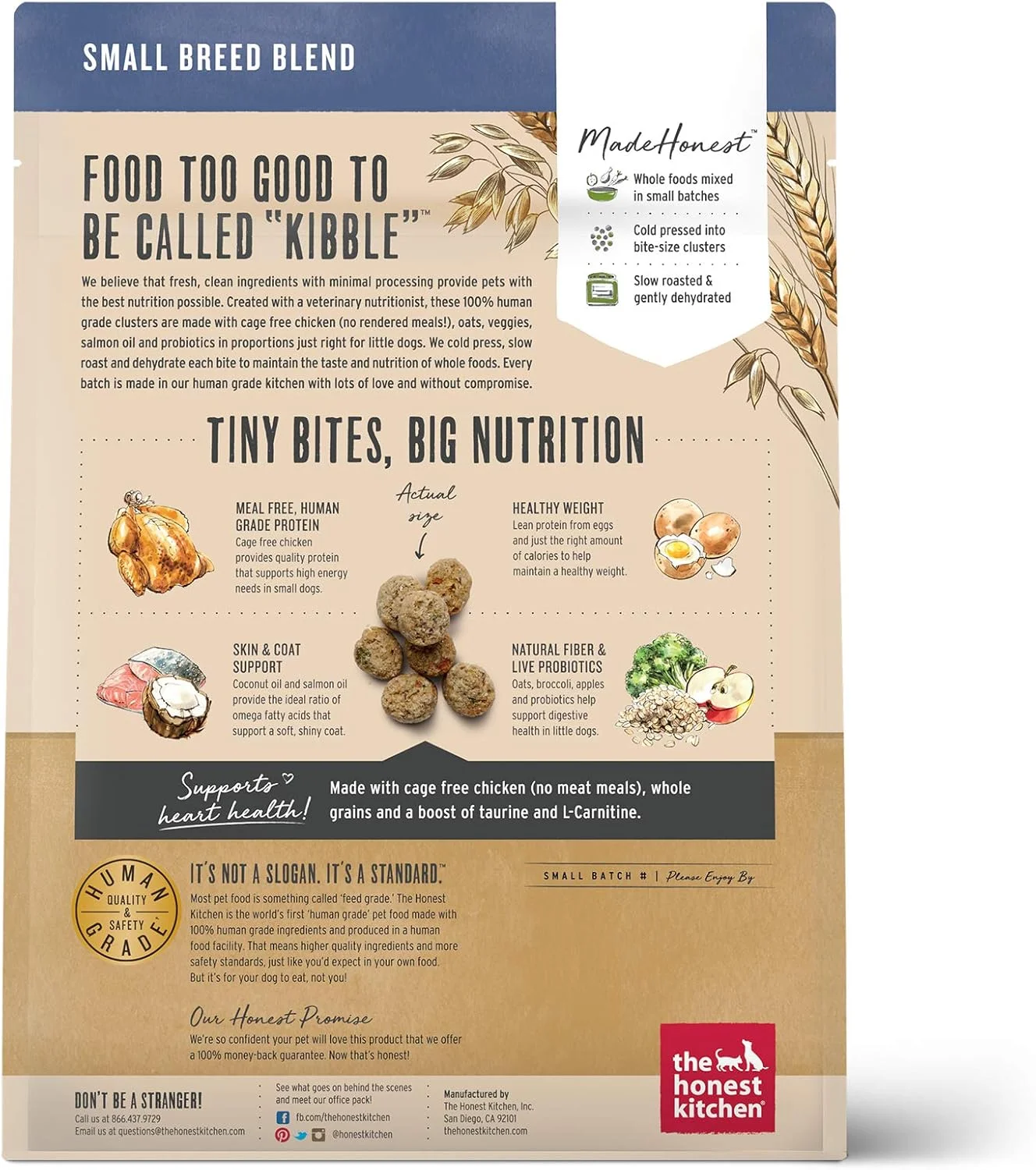 غذای خشک سگ نژاد کوچک با طعم مرغ و غلات کامل Honest Kitchen، بسته آزمایشی 450 گرمی