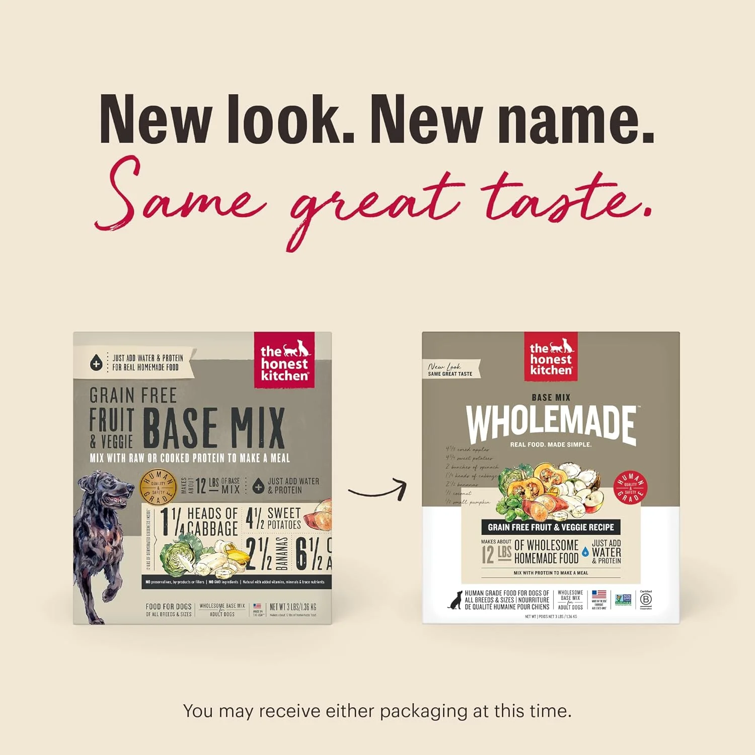 غذای سگ مخلوط پایه میوه و سبزیجات بدون غلات خشک شده The Honest Kitchen (فقط پروتئین اضافه کنید)، جعبه 3 پوندی