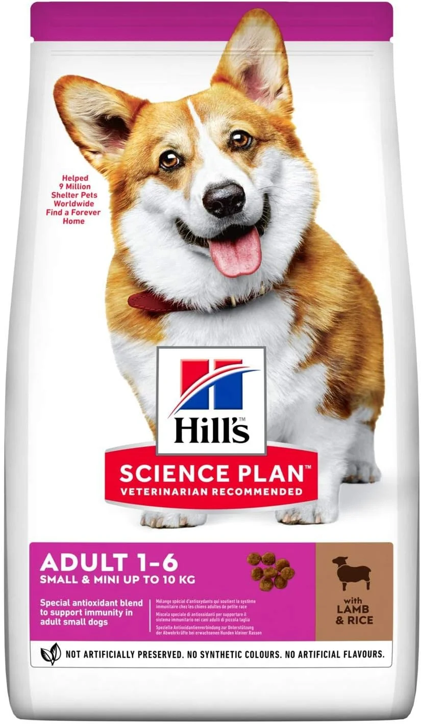 غذای خشک سگ بالغ نژاد کوچک و مینیاتوری Hill's Science Plan با طعم بره و برنج - 1.5 کیلوگرم