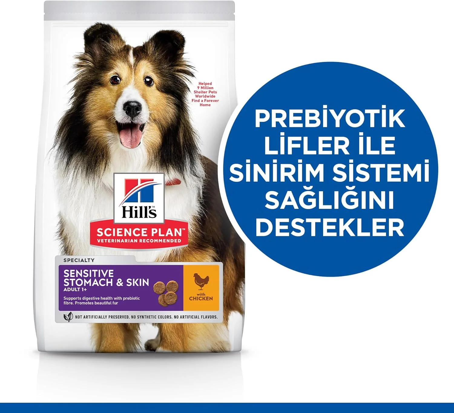غذای خشک سگ بالغ با طعم مرغ هیلز ساینس پلن مخصوص سگ های با معده و پوست حساس - 2.5 کیلوگرم
