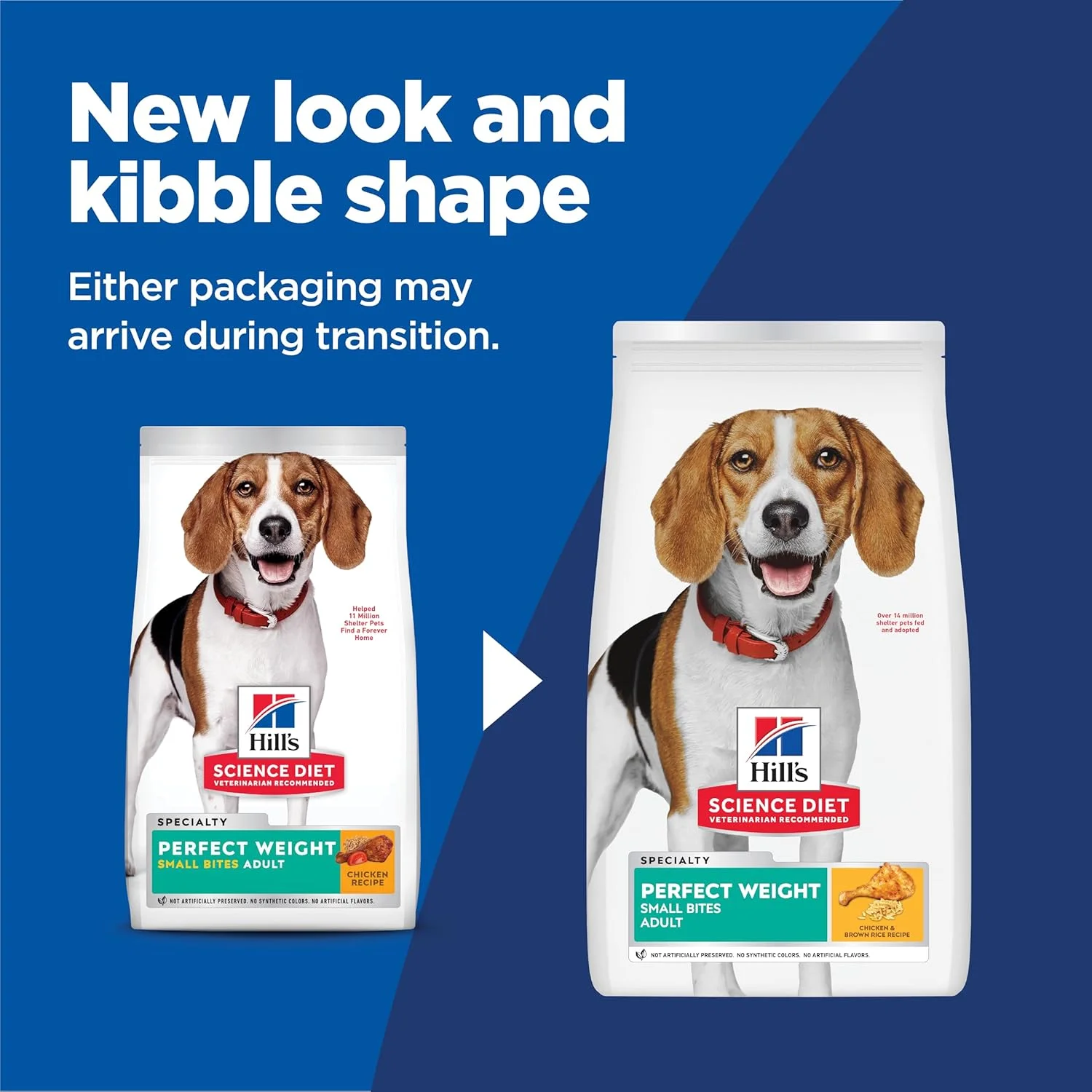 غذای خشک سگ هیلز ساینس دایت پرفکت ویت، مخصوص بزرگسالان 1 تا 6 سال، پشتیبانی از مدیریت وزن، دانه های کوچک، طعم مرغ، کیسه 4 پوندی