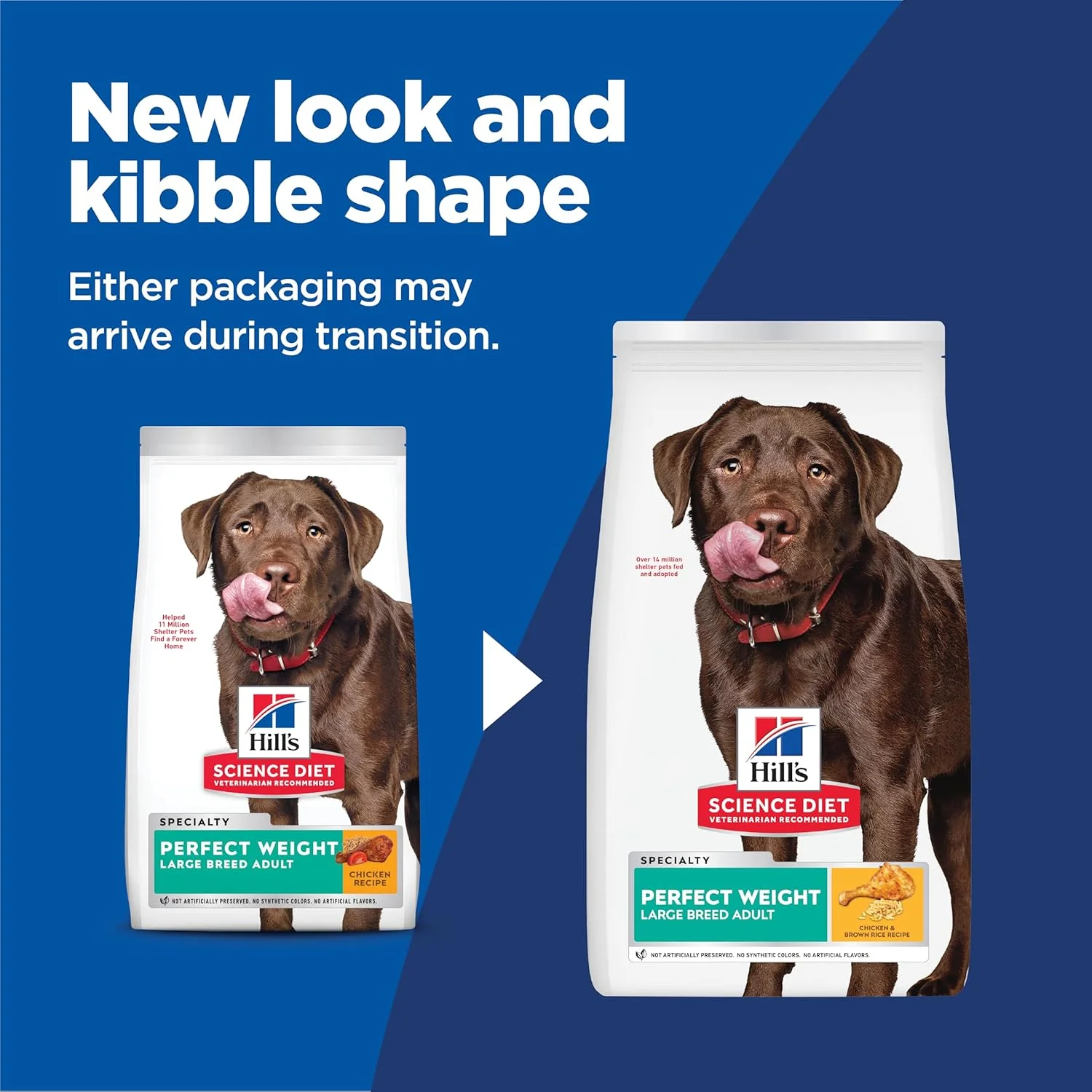 غذای خشک سگ نژاد بزرگ بالغ هیلز ساینس دایت، وزن ایده آل، طعم مرغ، کیسه 25 پوندی