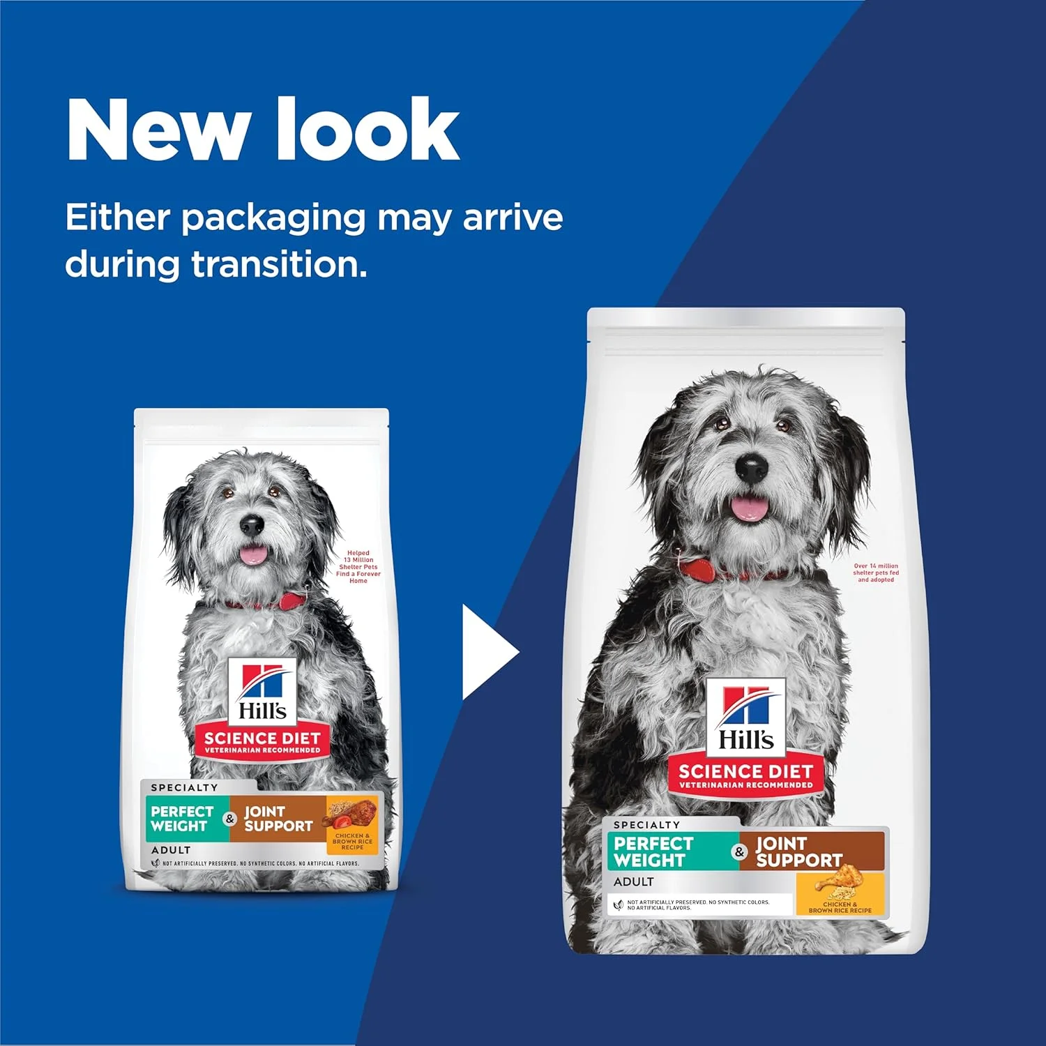 غذای خشک سگ هیلز ساینس دایت با طعم مرغ و برنج قهوه ای، برای مدیریت وزن و مفاصل، مخصوص سگ های بالغ 1 تا 6 سال، کیسه 1.58 کیلوگرمی