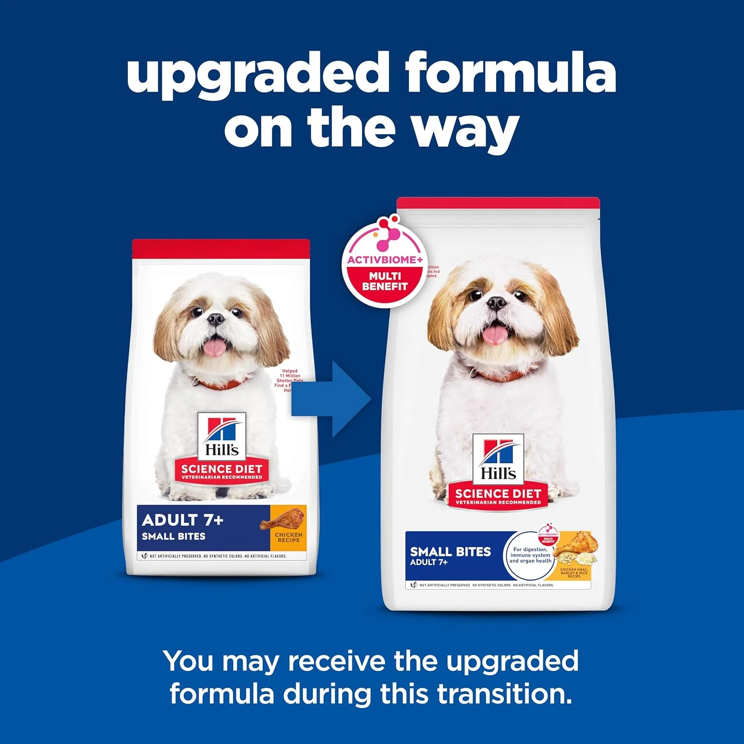 غذای خشک سگ هیلز ساینس دایت مخصوص سگ های بالغ بالای 7 سال با تکه های کوچک، طعم مرغ، جو و برنج قهوه ای، کیسه 6.8 کیلوگرمی