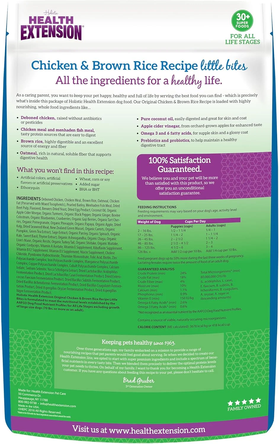 غذای خشک سگ نژاد کوچک هلث اکستنشن، غذای طبیعی با ویتامین ها و مواد معدنی افزوده، مناسب برای سگ های فنجانی، عروسکی و مینیاتوری، طعم مرغ و برنج قهوه ای (13.6 کیلوگرم)