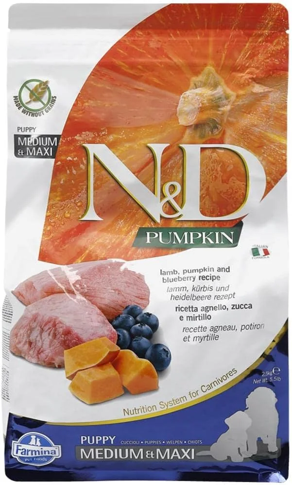 غذای خشک سگ نژاد متوسط و بزرگ Farmina N&D با طعم بره، کدو تنبل و بلوبری بدون غلات - ۱۲ کیلوگرم