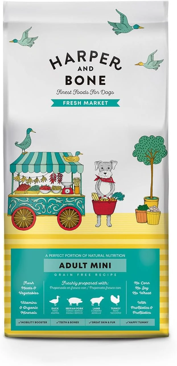غذای خشک سگ بالغ نژاد کوچک هارپر اند بون بدون غلات طعم بازار تازه 2 کیلوگرم غذای خشک سگ بالغ نژاد کوچک هارپر اند بون بدون غلات طعم بازار تازه 2 کیلوگرم