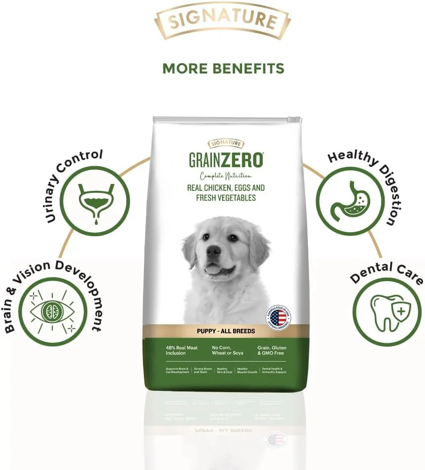 غذای خشک سگ بچه با طعم مرغ، تخم مرغ و سبزیجات Grain Zero Signature Real، وزن ۳ کیلوگرم