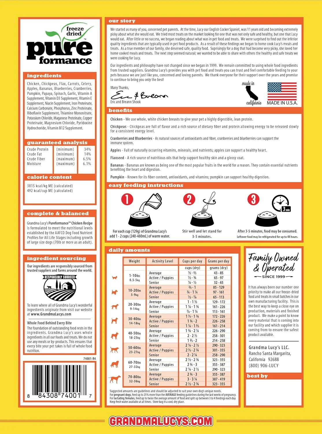غذای سگ بدون غلات با طعم مرغ Pureformance مادربزرگ لوسی، 10 پوندی