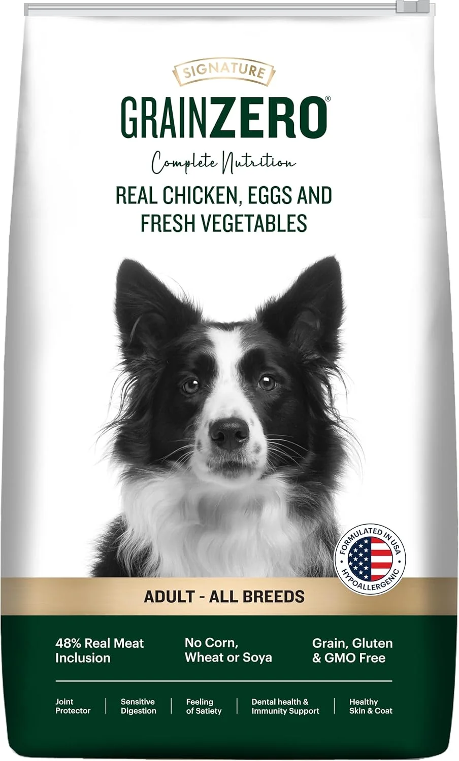 غذای خشک سگ بالغ با طعم مرغ، تخم مرغ و سبزیجات بدون غلات گرین زیرو 3 کیلوگرمی