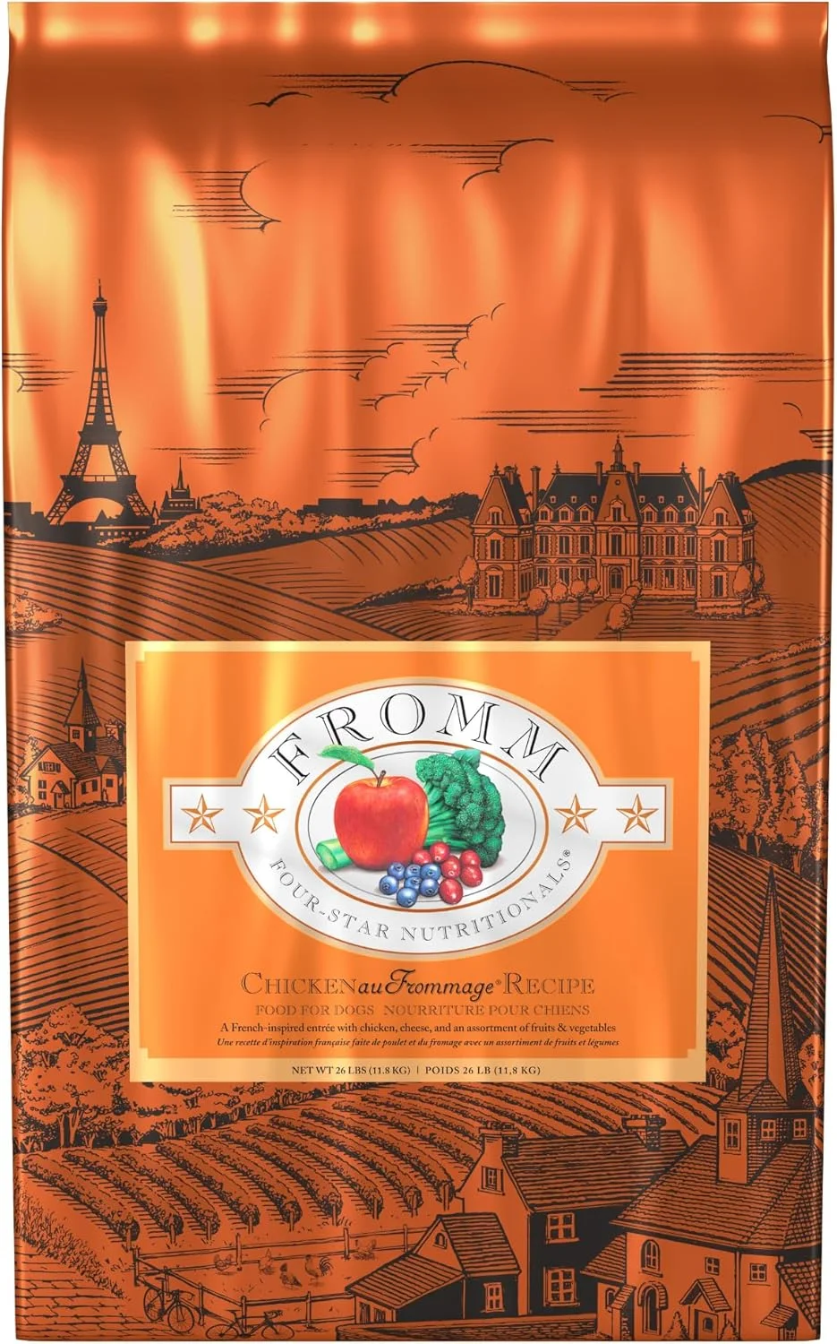 غذای سگ فروم Four-Star Nutritionals با طعم مرغ و پنیر - غذای خشک ممتاز سگ - دستور پخت مرغ - 26 پوند
