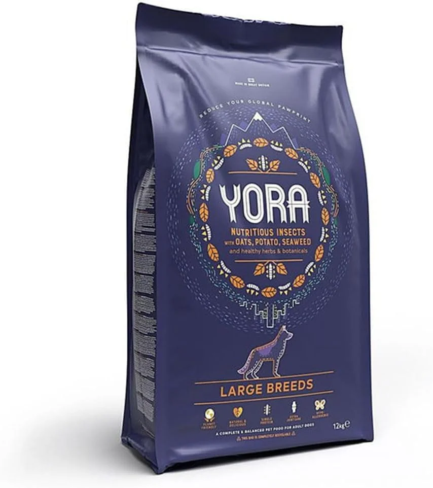 غذای خشک سگ بالغ نژاد بزرگ یورا با پروتئین حشرات - 12 کیلوگرم