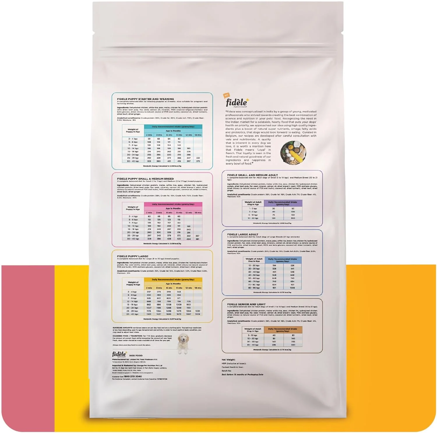 غذای خشک سگ Fidele+ یک رژیم غذایی کامل و متعادل کیسه 1 کیلوگرمی مناسب برای همه توله سگ های نژاد کوچک و متوسط بدون طعم دهنده ها، رنگ ها یا مواد نگهدارنده مصنوعی