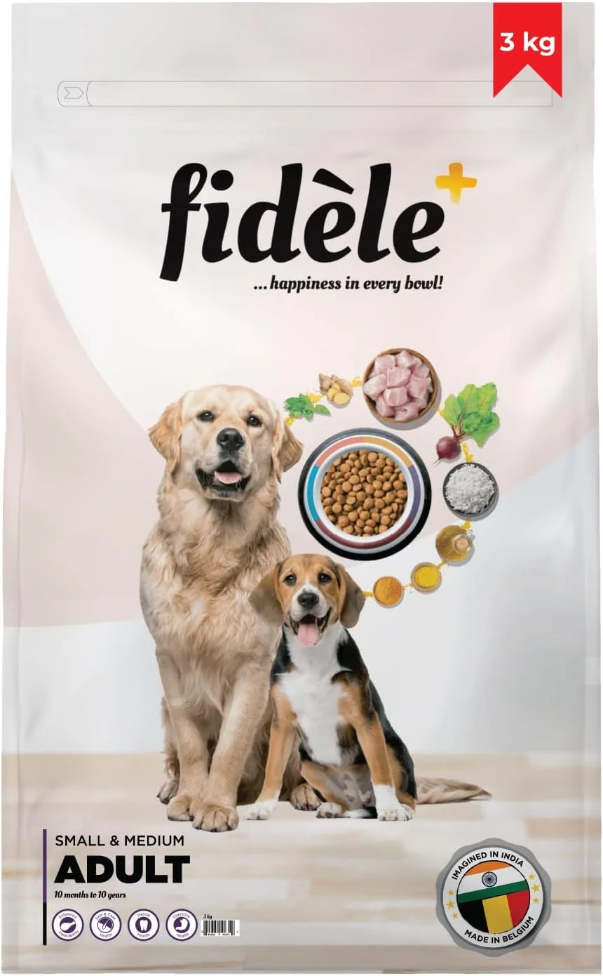 غذای خشک سگ Fidele+ یک رژیم غذایی کامل و متعادل کیسه 3 کیلوگرمی مناسب برای همه سگ های بالغ نژاد کوچک و متوسط بدون طعم دهنده ها، رنگ ها یا مواد نگهدارنده مصنوعی