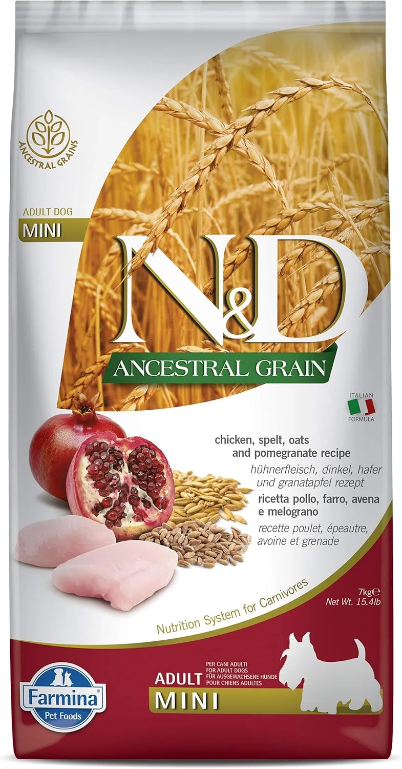غذای خشک سگ بالغ نژاد مینی فارمینا N&D، با طعم مرغ و انار، 7 کیلوگرم
