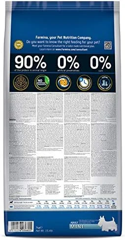 غذای خشک سگ بالغ نژاد مینی فارمینا N&D Ocean، بدون غلات، 7 کیلوگرم، ماهی کاد، کدو تنبل و پرتقال