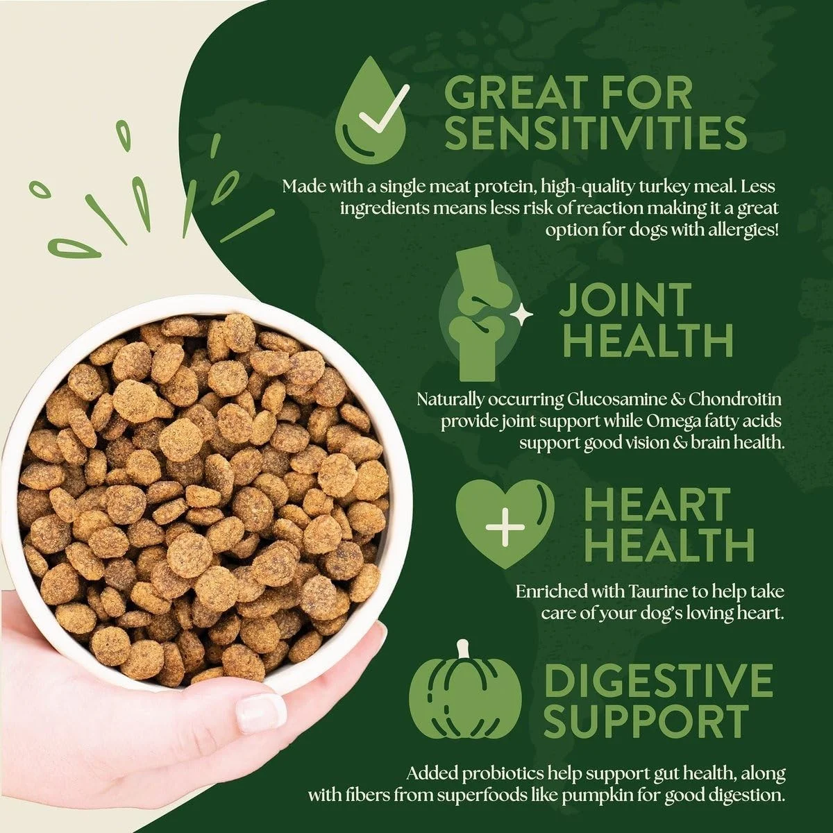 غذای خشک سگ بدون غلات با طعم بوقلمون و کدو حلوایی، رژیم غذایی با مواد اولیه محدود، 11 کیلوگرم