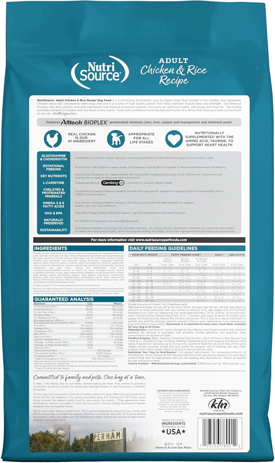 غذای خشک سگ بالغ EnerCal NutriSource با طعم مرغ و برنج، قطعات کوچک، 6.8 کیلوگرم