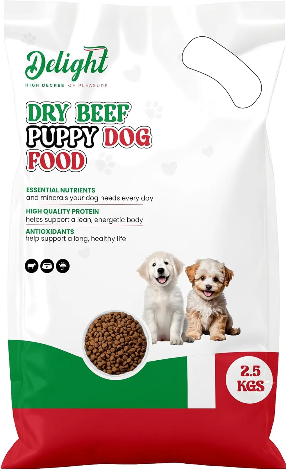 غذای خشک سگ دلبند با طعم گوشت گاو مخصوص توله سگ، 2.5 کیلوگرم - فرمول پروتئین بالا برای رشد سالم