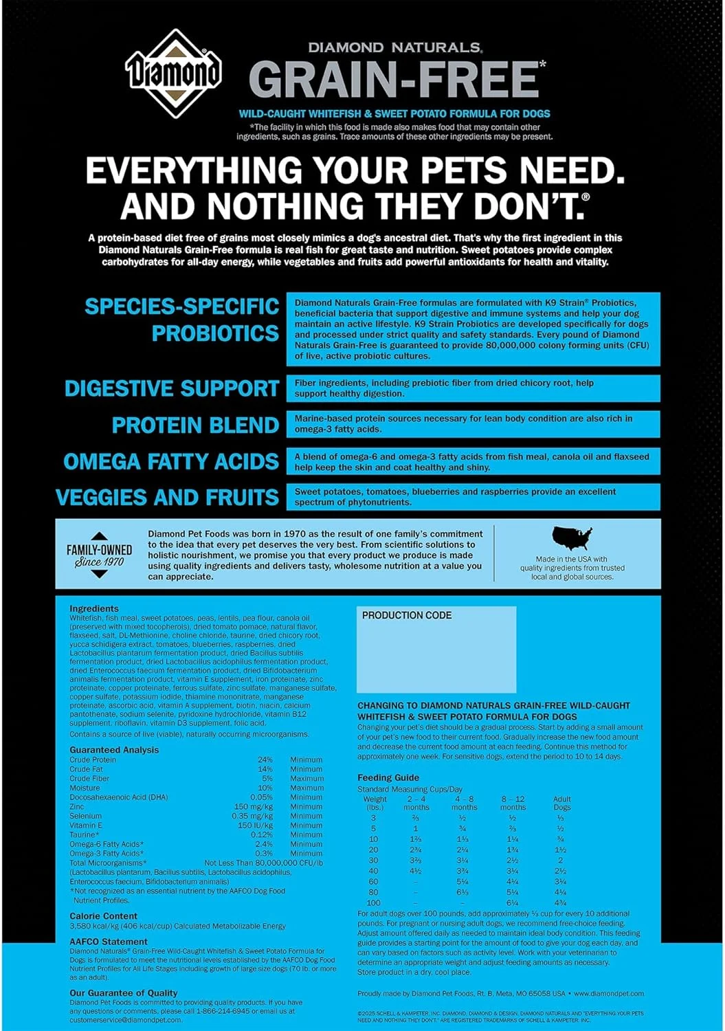 غذای خشک سگ Diamond Naturals بدون غلات با طعم ماهی واقعی، 2.27 کیلوگرم